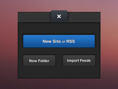 New Site blue buttons close feed folder form gray new site rss sidebar ui