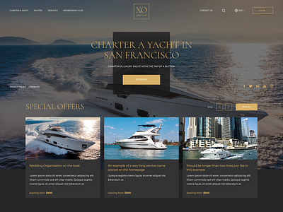 XO Yacht Club hero image homepage ui ux web website yacht yacht club