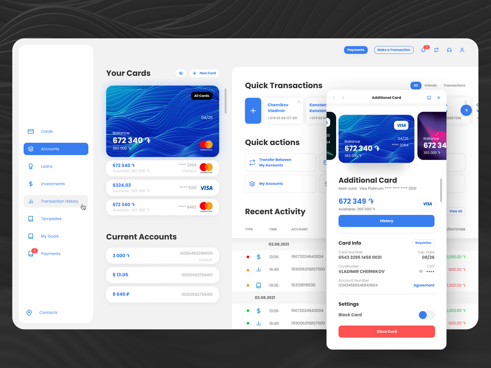 Desktop Version of Online Banking by Vladimir on Dribbble
