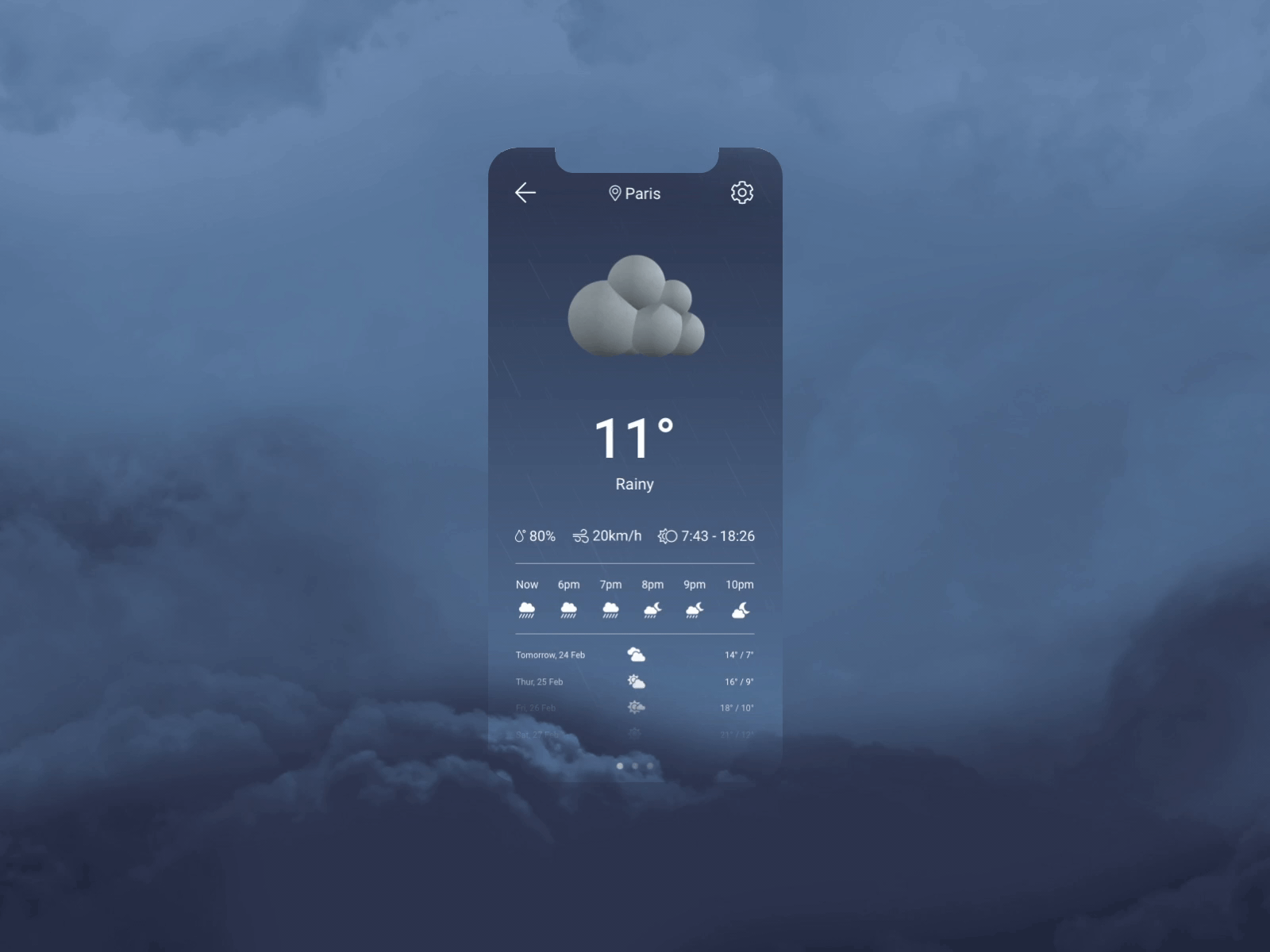 dailyUI - 037 - Weather Hint 3d animation app daily 100 challenge dailyui dailyuichallenge design ui uidesign weather weather forecast
