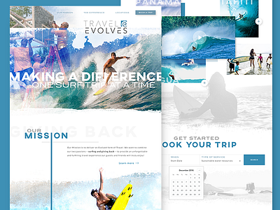 Homepage Design - Travel Evolves adventure branding community landing page service surfing travel ui web design