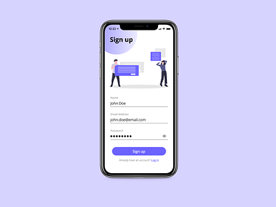 Daily UI Day 1 - Sign up Page basic beginner challenge dailyui mobile sign up simple ui