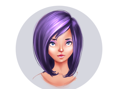 Violet girl hair illustration madoyster violet