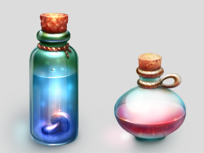 Poison and antidote icons illustration jar madoyster magic