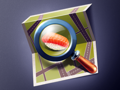 Sushi search icon icons madoyster map search sushi