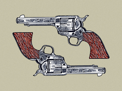 Dual Wielding branding cowboy design graphic gun illustration pistol revolver western