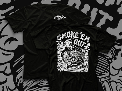 Smoke'em Out badge branding graphic harley harley davidson illustration lockup logo motorcycle smoke smoker typography vans