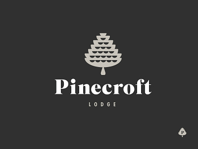 Pinecroft Lodge badge branding design identity illustration lockup logo minnesota pine tree pinecone type wordmark