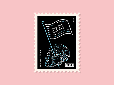 Skull Flag Stamp badge branding flag graphic identity illustration lockup logo skull stamp