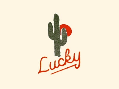 Lucky branding cactus identity illustration lockup logo script western