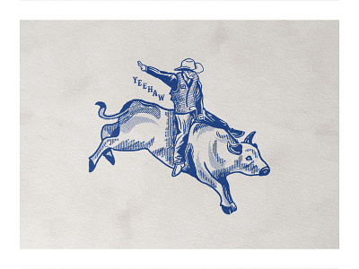 Y E E H A W ! branding bull cowboy illustration rodeo type vintage