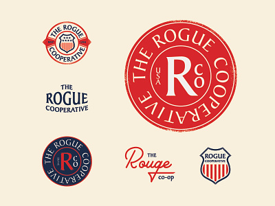 The Rogue Cooperative badge branding design graphic identity illustration lockup logo type typography vintage
