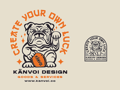 Create Your Own Luck badge bulldog graphic lockup lucky cat