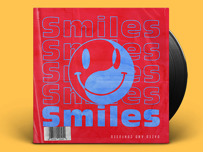 All smiles over here album art album cover branding design graphic illustration record smiley face type typography