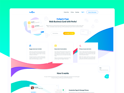 Hubgets Webdesign - Collaboration software about collaboration footer free gradient header icons illustration landing page online application online business card online software product page responsive restyle revamp