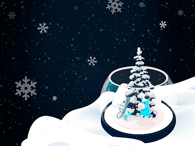 Merry Christmas (Snow Globe ) balloonicorn blue christmas christmas tree flame thrower gift pink pyro snow snow flakes snow globe steam transparent video game xoxo dribbble
