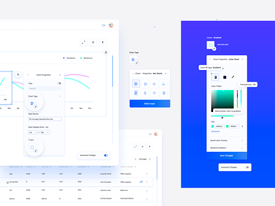 Chart Properties : Color Panel (Business Analytics Application) application ui autosave business analytics charts color color picker data source data visualization gradient hex hex color code menu options panel properties settings tooltip ux visualizations zoom