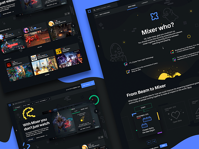 🎮 Mixer Website Exploration about cards contact dark interface dota2 gaming illustration landing page live platform presentation stream user experience user interface video website