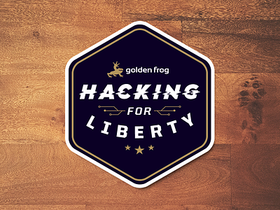 Hacking for Liberty Sticker golden frog hacking liberty