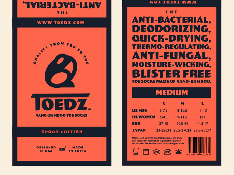 Toedz Branding branding packaging toedz toad toes socks