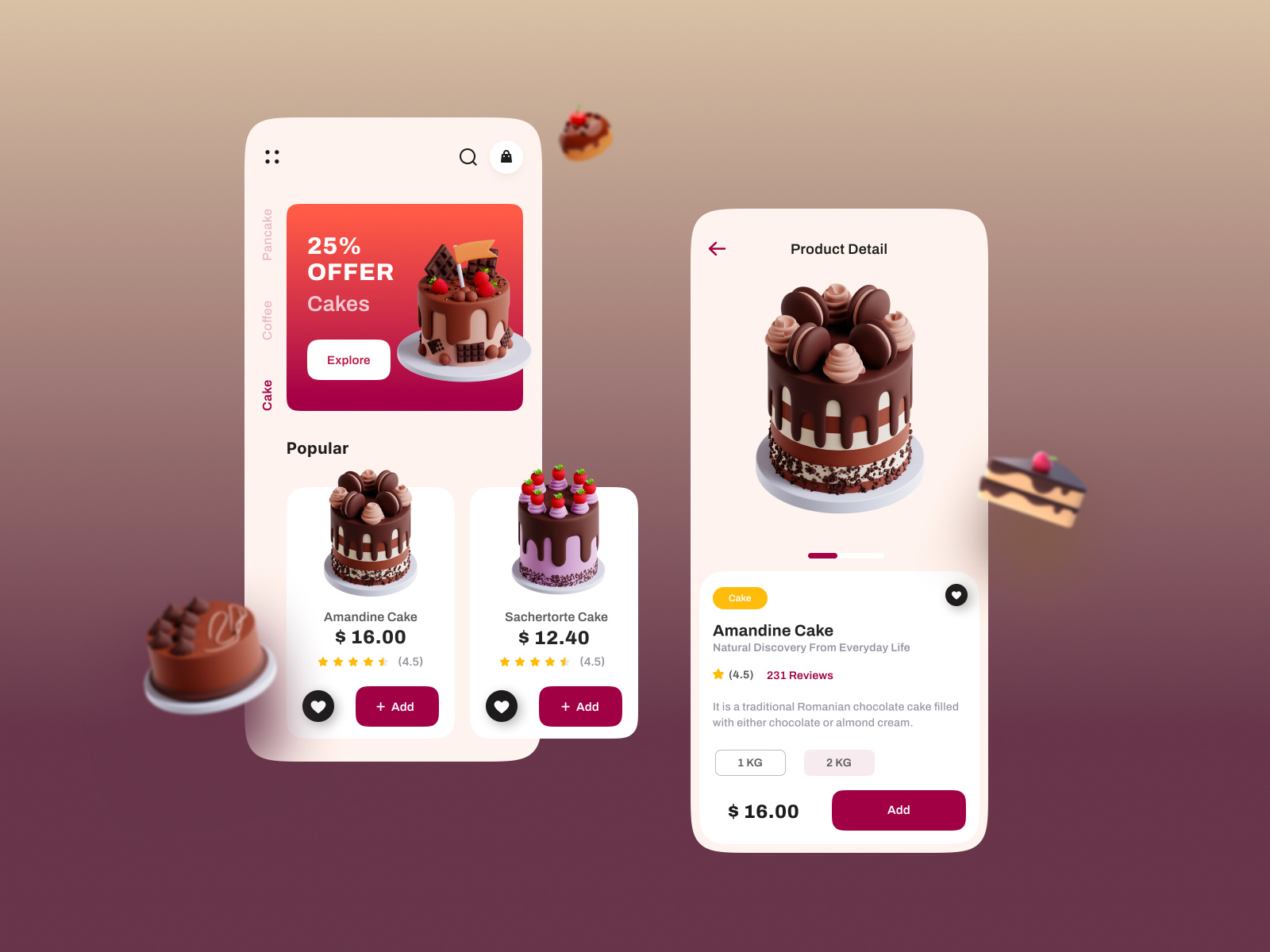Cake App UI by creatives on Dribbble