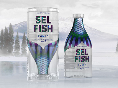 Selfish alcohol brand concept design label lonely packaging party selfish single spirits strong vodka