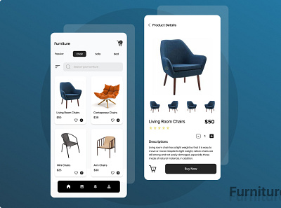Furniture App app chair eccommerce furniture mobile shop sofa ui uiux
