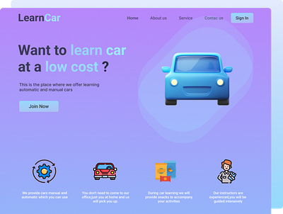 Learn Car animation illustration landing page logo ui web
