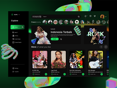 Spotify | Re-Design UI awesome clean cool design design spotify design website figma futuristic green home page re design spotify website