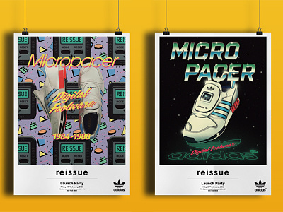 80s Style Retro-futuristic Posters for adidas Micropacer 80s adidas fashion graphic design illustration kicks poster retro fashion retrofuturism sci fi sneakers trainers