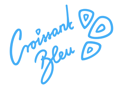 Logo Croissant Bleu Design analog elegant handmade logocreation redesign vectorart