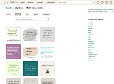 Visual quotes' editor - Goodreads adding feature ui ux web