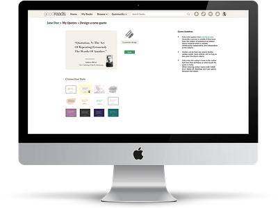 Goodreads visual quotes editor editorial goodreads ui ux visual quotes web