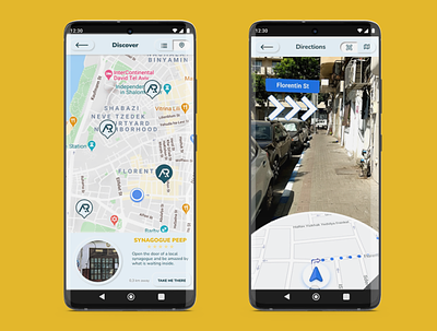 AR app - map view and AR directions app augmented reality directions map view neumorphism ui ui ux