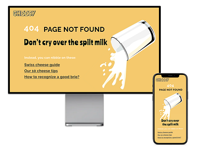 UI challenge - 404 error page 404 404 error page cheesy milk ui ui challenge