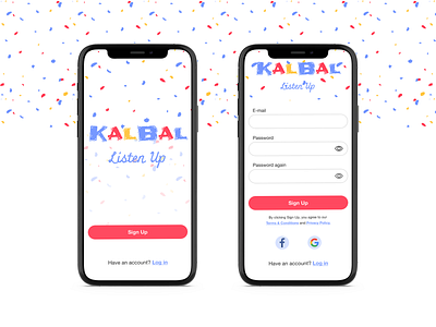 Podcast app for kids - Splash and Sign Up no.1 confetti daily ui design for kids mobile screens playful sign up splash screen ui ux