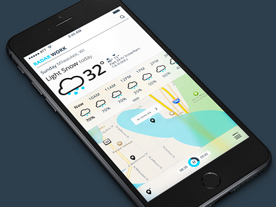 Radar Work Concept: Weather App WIP app appdesign blue flat interface milwaukee radar snow ui ux weather