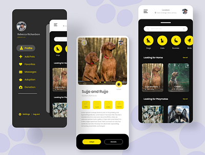 Pet adoption App - UI concept 2020 addoption adobexd app design appui bunny cat clean color concept cool creative creative design dog people pet popular popular shot ui ux