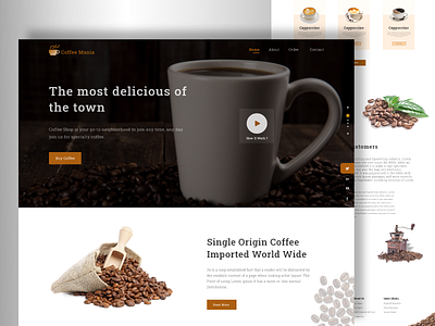 Web Design For Coffee shop 2020 adobexd clean coffee coffeeshop concept creative creative design design landingpage ui uxdesign