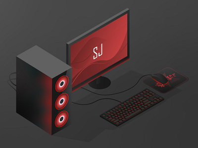 SJProgerSimulator Isometric art design illustration isometric minimal pc vector