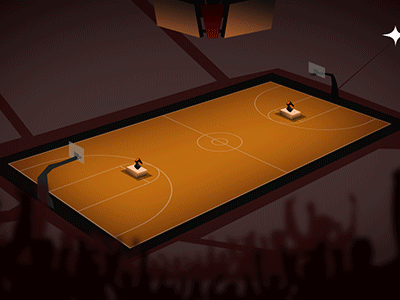 Game Intro animation basketball camera flash court crowd fire