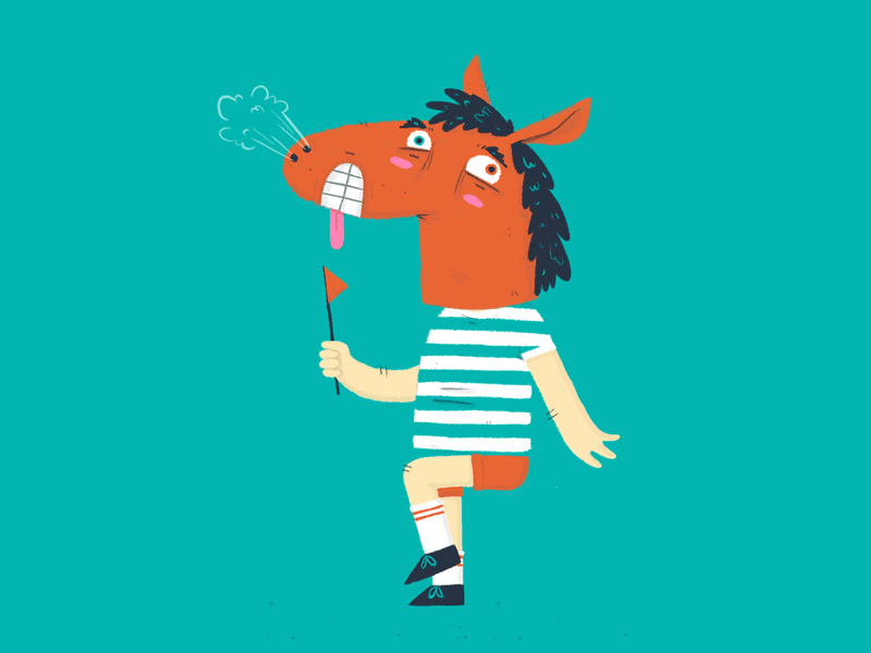 Horse Parade! animated animation character design flag gif horse illustration