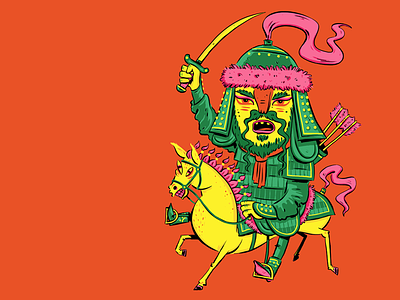 Genghis character design childrens publishing horse illustration postcard