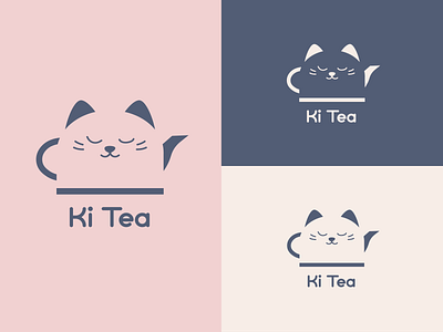 Ki Tea branding cafe cat font logo logo design logotype puns tea wordplay