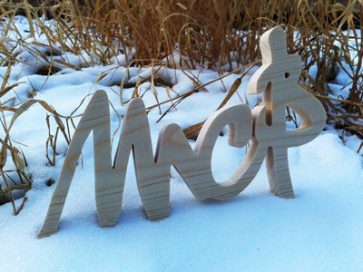 MC Baldassari Wood Signature in the Snow 3d fir logo mcbaldassari signature typo typography wood
