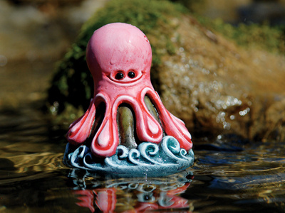 OCCTOBOBBA - 4.5" Resin Weeble Series / pink vers. acrylics handpainted nature resin rotocasted toys