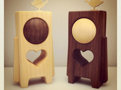 HEARTWOODS - 3.5" Wood Toys by pepe bird brass cnc cute designertoy maple metal small stencil toys walnut wood woodtoy