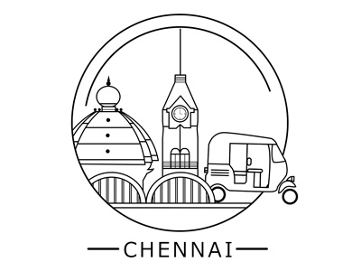 Chennai City Badge autorickshaw badge central chennaicitybadge city icon madras sketch