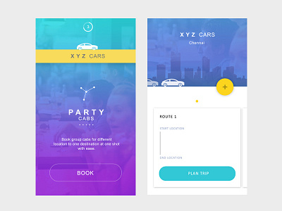 Partycabs - Concept app to book multiple chain of cabs app cabs interaction materialdesign mobile travelapp