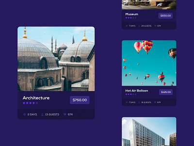 Booking Website Concept booking cards city guide concept purple tour web app web application web design website website design